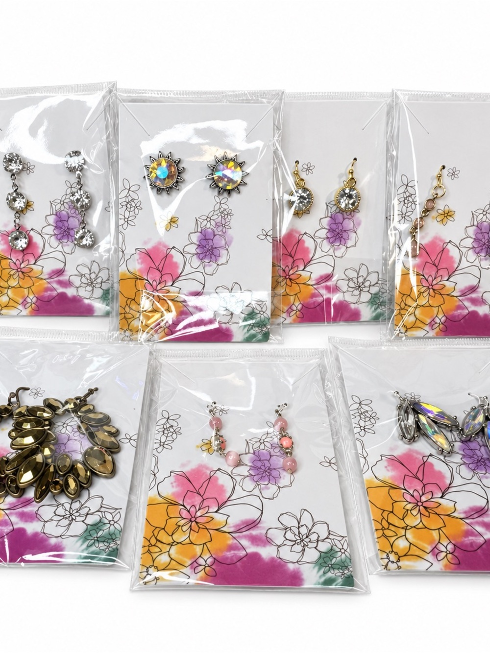 7-Pair Repurposed Vintage Costume Jewelry Earrings Bundle Handcrafted